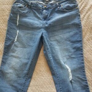 Woman Within Slightly Distressed Girlfriend Ankle Jeans Size 16W